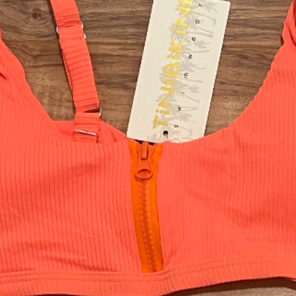 NWT TiniBikini Swimwear Sexy Zipper 2 Piece Bikini Swimsuit Tangerine Size M - Picture 2 of 12
